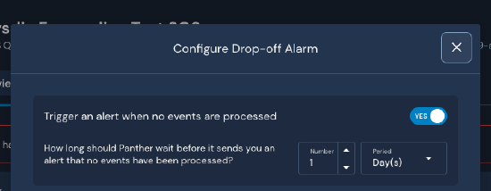 "Configure Drop-Off Alarm" Modal